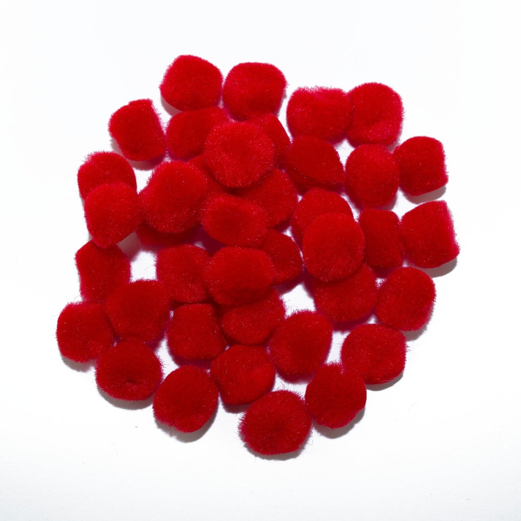 0.5 inch Red Tiny Craft Pom Poms 100 Pieces